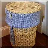D079. Round Pottery Barn Kids wicker hamper 22”h x 16” - $30